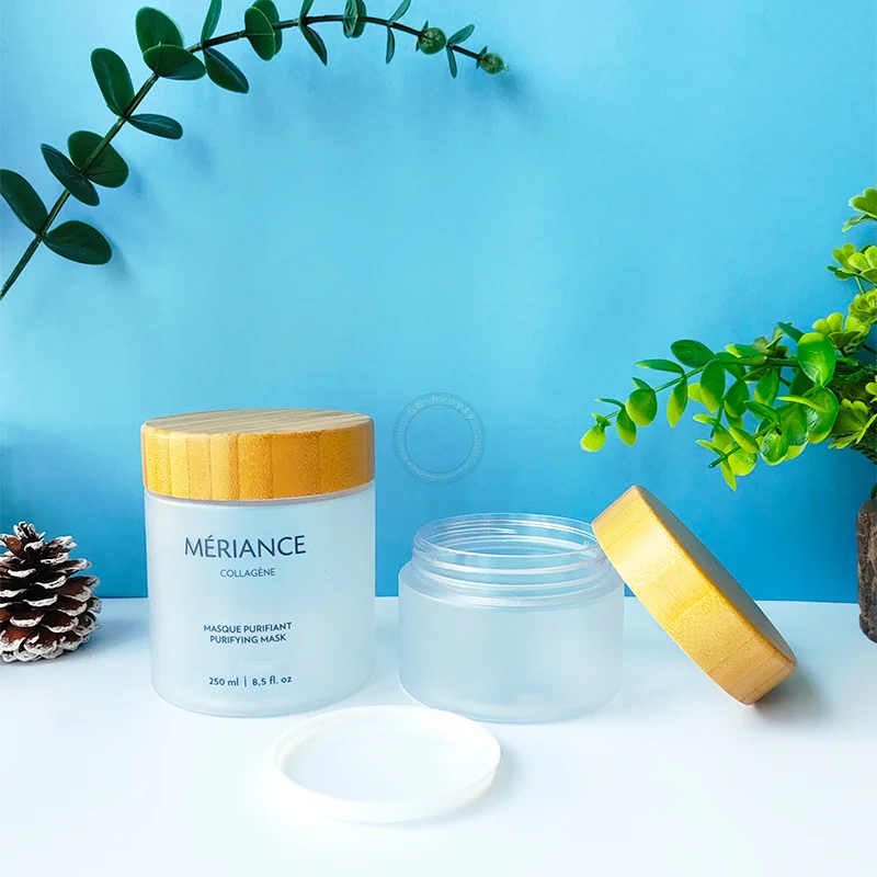 

150/250 г матовые искусственные банки с бамбуковой крышкой под дерево Бамбуковые банки для CBD макияжа и ухода за кожей многоразовые для путешес...