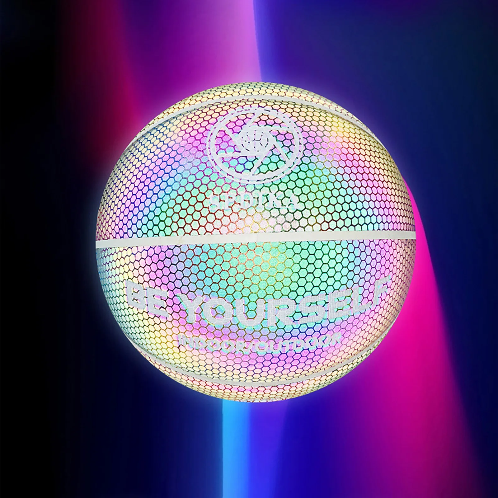 

1 Pc Holographic Basketball Glowing Reflective Basketball Luminous Wear-Resistant Basketball NO.7 For Night Sports Kids Gifts