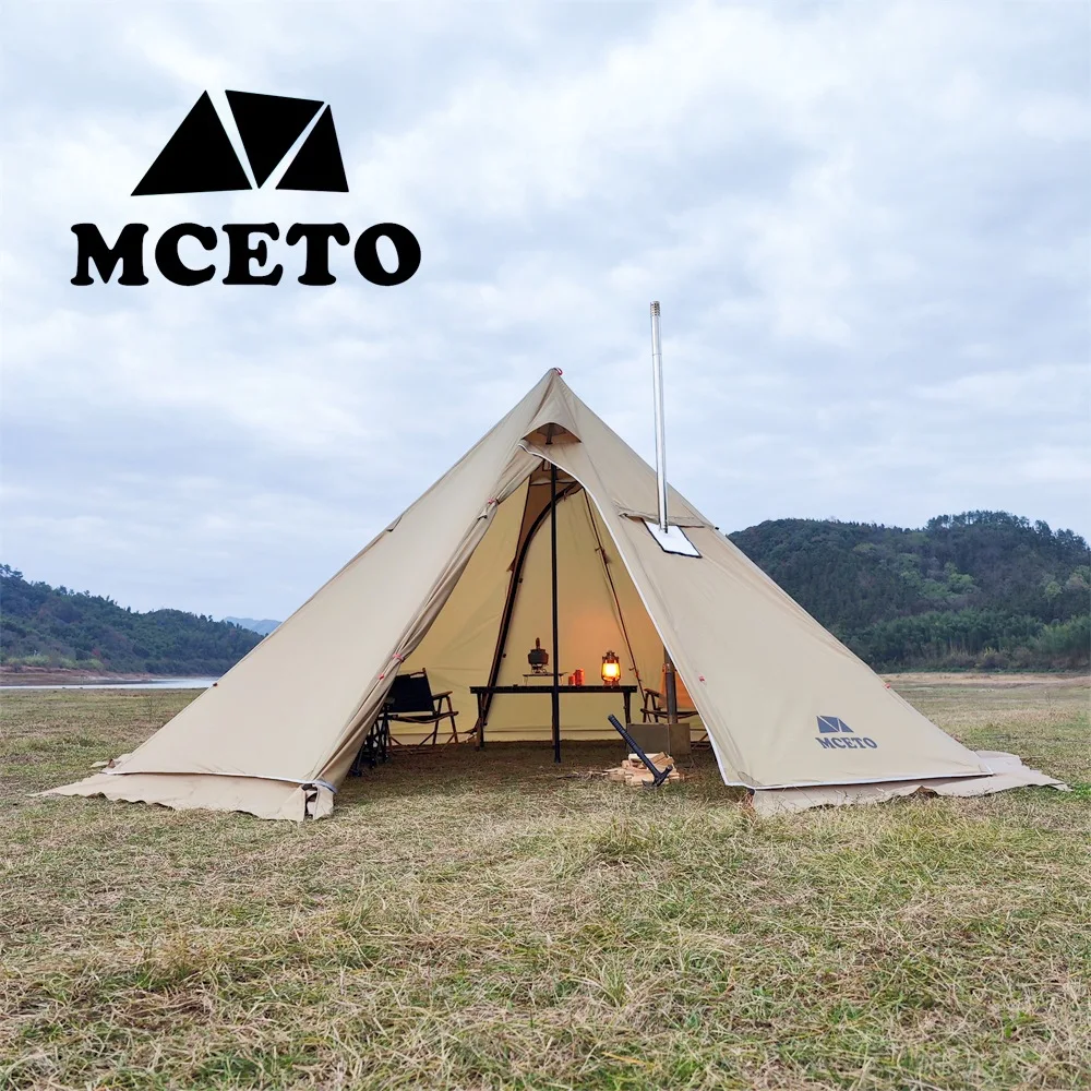 5~8Persons Upgraded Oversized 5M  Flame-retardant Pyramid Hot Tent Outdoor Camping Family Travelling Teepee Tipi Tent Ultralight