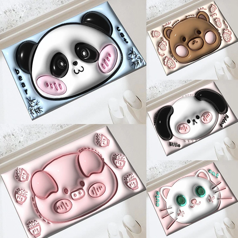 

Нескользящий Быстросохнущий 3D мультяшный коврик, 40x60 см, панда, поросенок, медведь, кот, диатомит, абсорбирующий коврик для ванной, кухни, две...