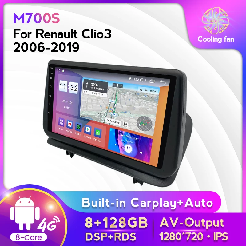

Android 11 8+128G Car Radio Stereo Multimedia Player For Renault Clio 3 Clio3 2006-2019 GPS Navigation Carplay+Auto RDS DSP WIFI