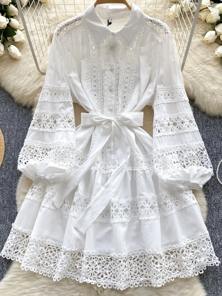 Женская кружевная мини-юбка в стиле пэчворк белая черная пляжная ажурная с