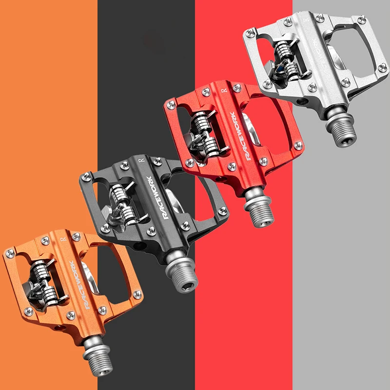 

Racework MTB Bike Pedals Aluminum Alloy Sealed Bearing Flat Platform SPD Self-Locking Dual-Use Pedal For Road Mountain Bikes