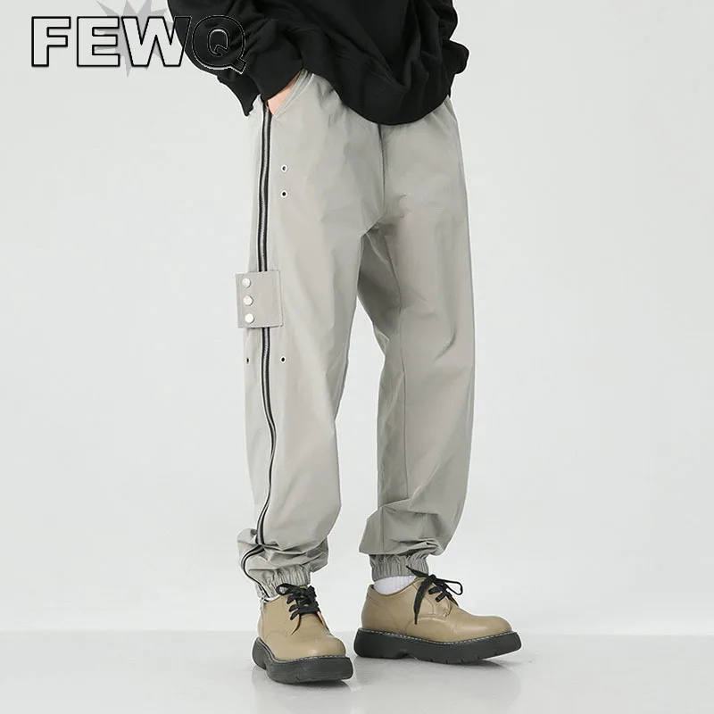 

Леггинсы FEWQ мужские однотонные, уличные брюки с завязками, однотонные, 24B1060, весна 2023