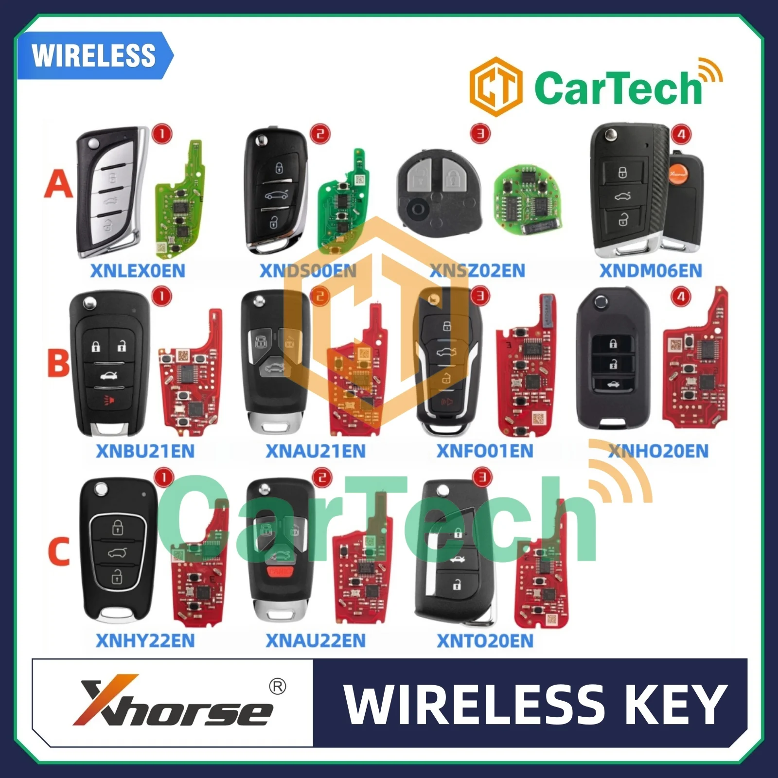 Беспроводной дистанционный ключ Cartech Xhorse XN XNSZ01EN XNAU21EN XNAU22EN XNBU21EN XNDS00EN XNFO01EN XNHO20EN XNHY22EN XNLEX0EN XNTO20EN (art.: 3920daf48a65c) - 3920daf48a65c