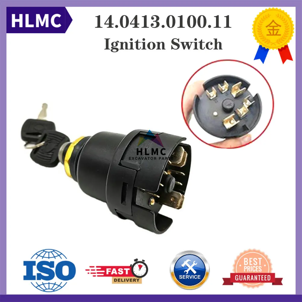 Фото SWE150 LG660 YC230 YC60 YC85 YC135 Запасные части для экскаватора SDLG Выключатель зажигания 14.0413.0100.11 140413010011 14.0413.0100.11 №1