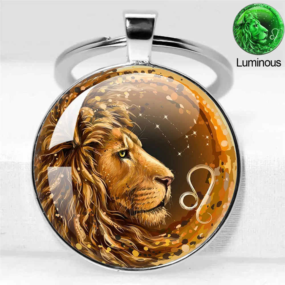 Стеклянный брелок для ключей 12 созвездий цвет в ассортименте