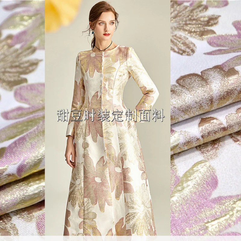 Брендовая Цветочная окрашенная в пряжу жаккардовая нейлоновая Полиэфирная Ткань Костюмная куртка модная тканая ткань для платья от произв...