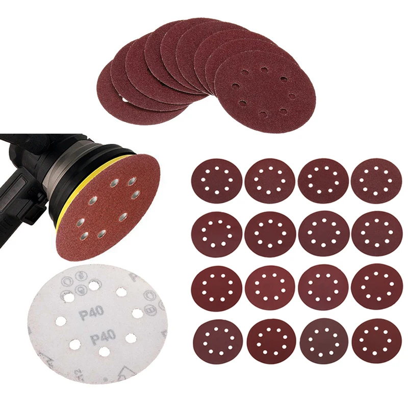 

160Pcs 125mm Sandpaper 40-2000 Grits Round Shape Sanding Discs Hook Loop Buffing Sheet Sandpaper 8 Hole Sander Polishing Pad