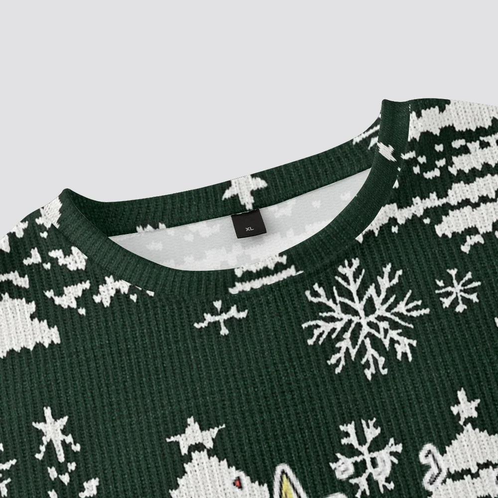 Толстовка Сюрприз Cat Fair Isle Christams Harajuku уличная одежда в стиле хип-хоп Kawaii зимняя