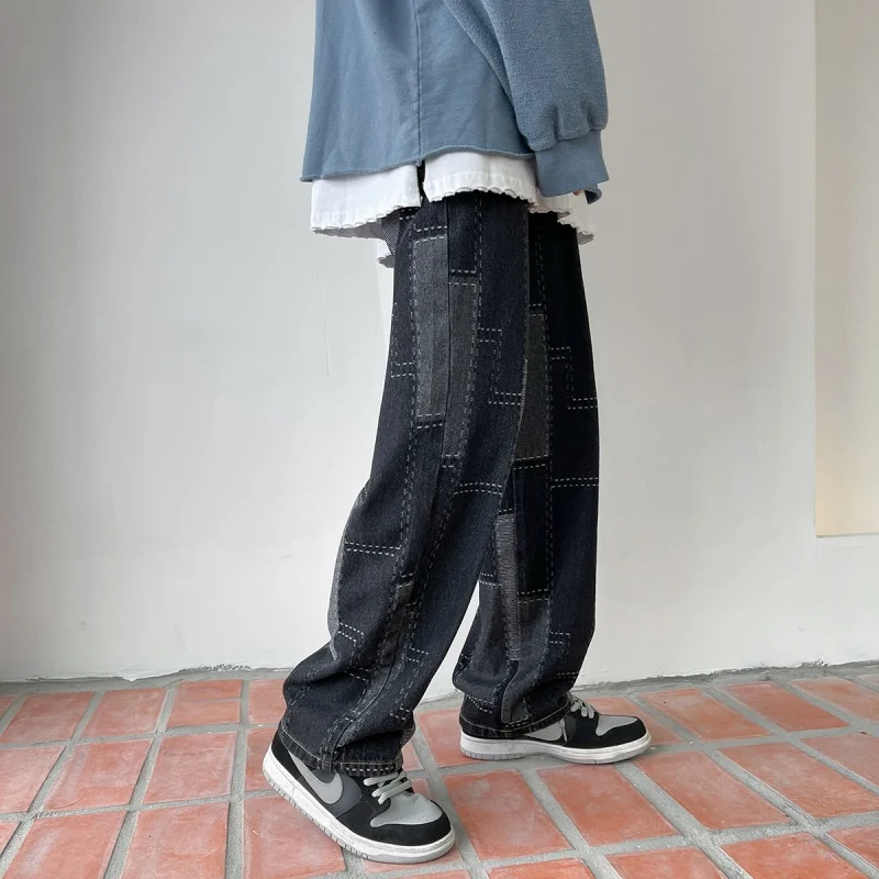 Spot Recommendation！Hong Kong Style Loose Trendy Straight-Leg Denim Trousers for Men and WomenB377-N678-P45Price Control58