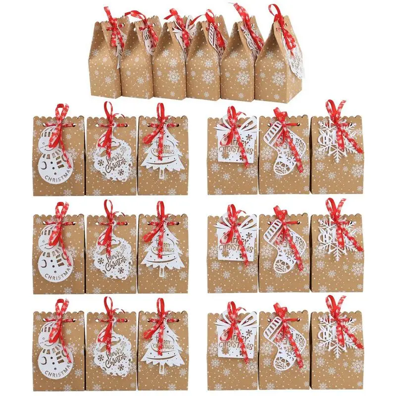 

Christmas Paper Gift Bags 24pcs Treat Bags Goodie Bags Festival Supply Goodie Bags In 4 Designs For Candy Cookies Chocolate