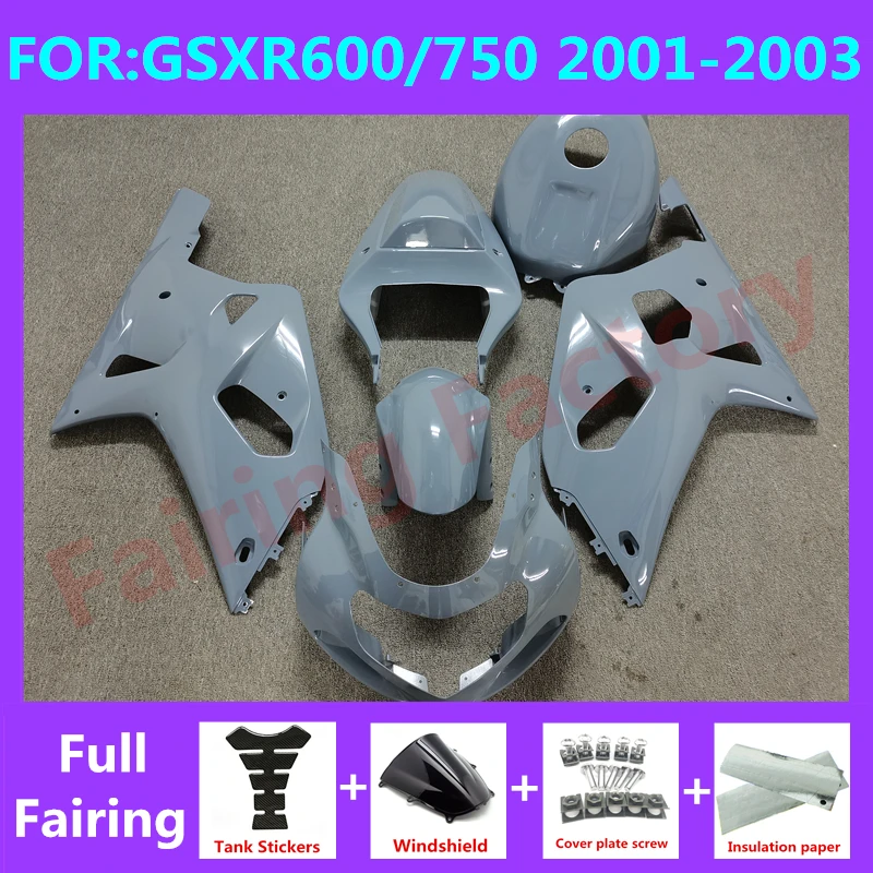 

Motorcycle Whole Fairing kit fit for GSXR600 750 01 02 03 GSXR 600 GSX-R750 K1 2003 2001 2002 full Fairings set grey