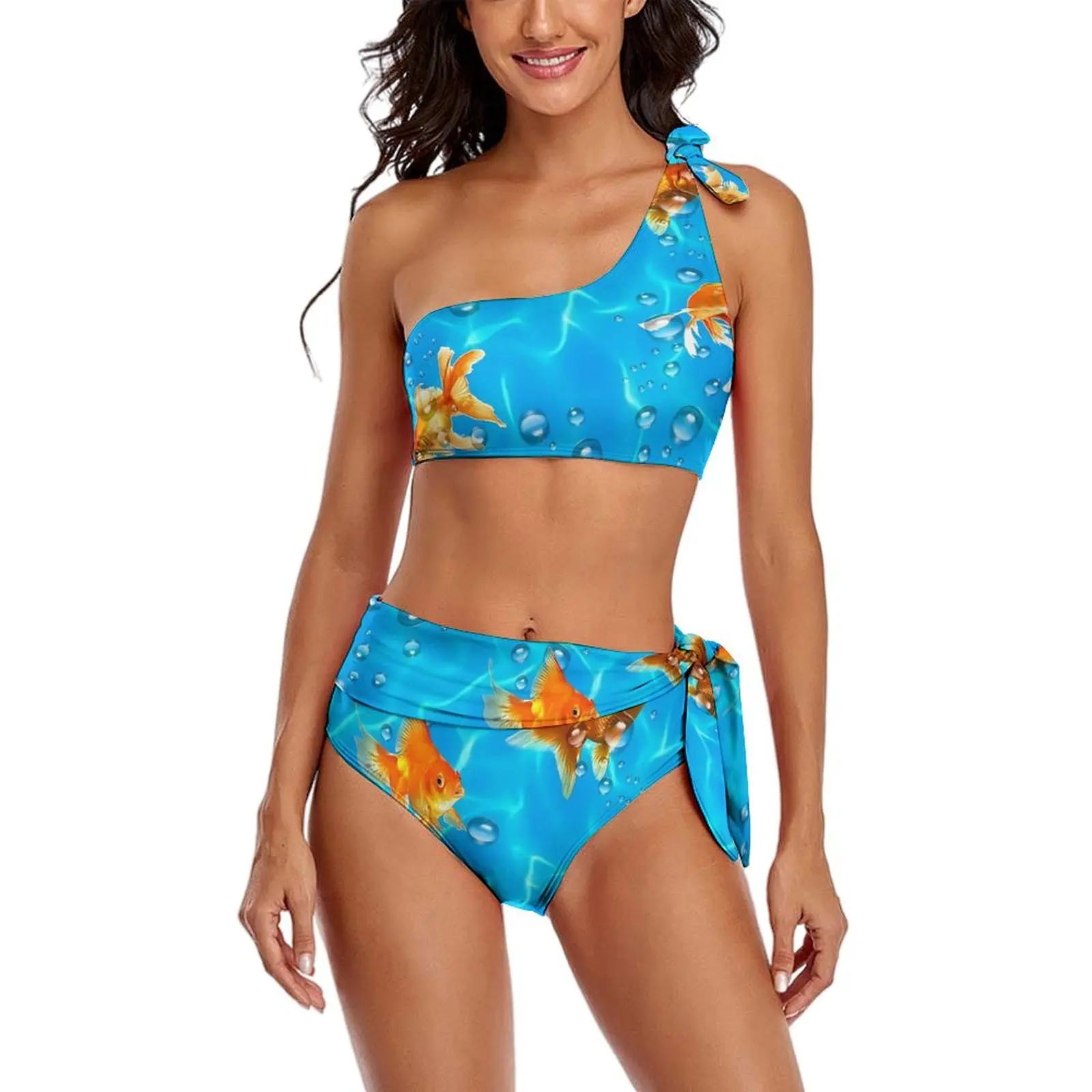 Сексуальный комплект бикини с принтом морской рыбки эстетичный купальник
