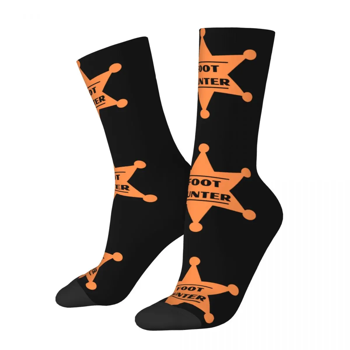 

Funny Crazy Sock for Men Foot Hunter Orange Badge Fetish Hip Hop Harajuku Footprint Wipe Feet Quality Pattern Crew Sock Gift