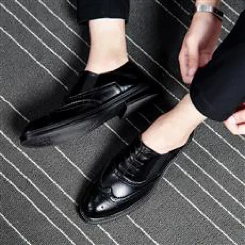 

Labor Protection Work Men's Shoes Autumn Business Formal Casual Leather Shoes Men's Slip-on Slip-on Soft Bottom Peas Shoes Black