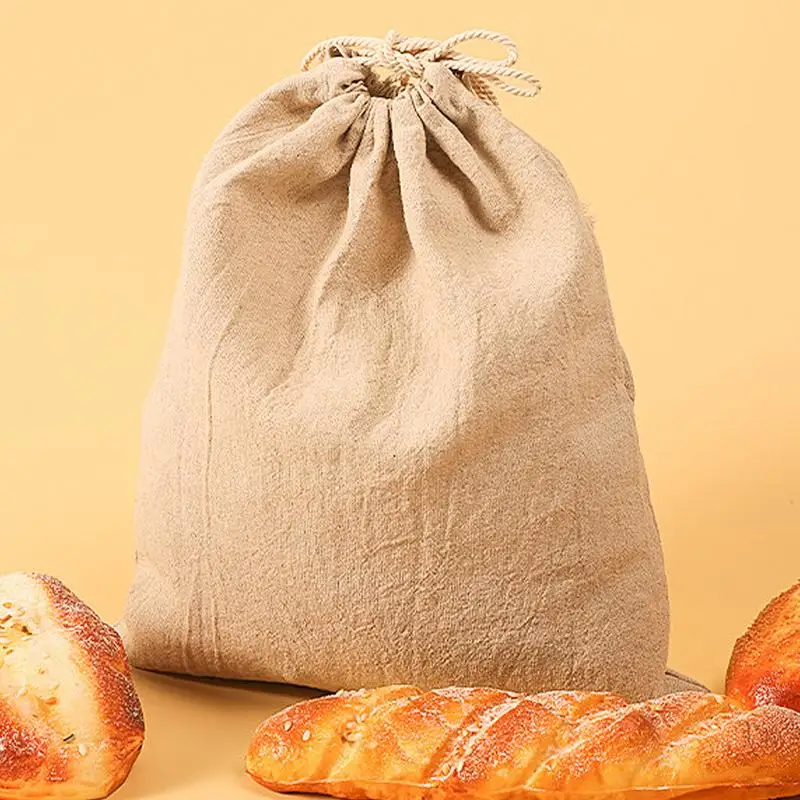 

Artisaan Bread Bags Reusable Drawstring Bag Linen Bread Bags Bague-tte Bread Bags Storage Bag Grocery Bag Kitchen Organizer