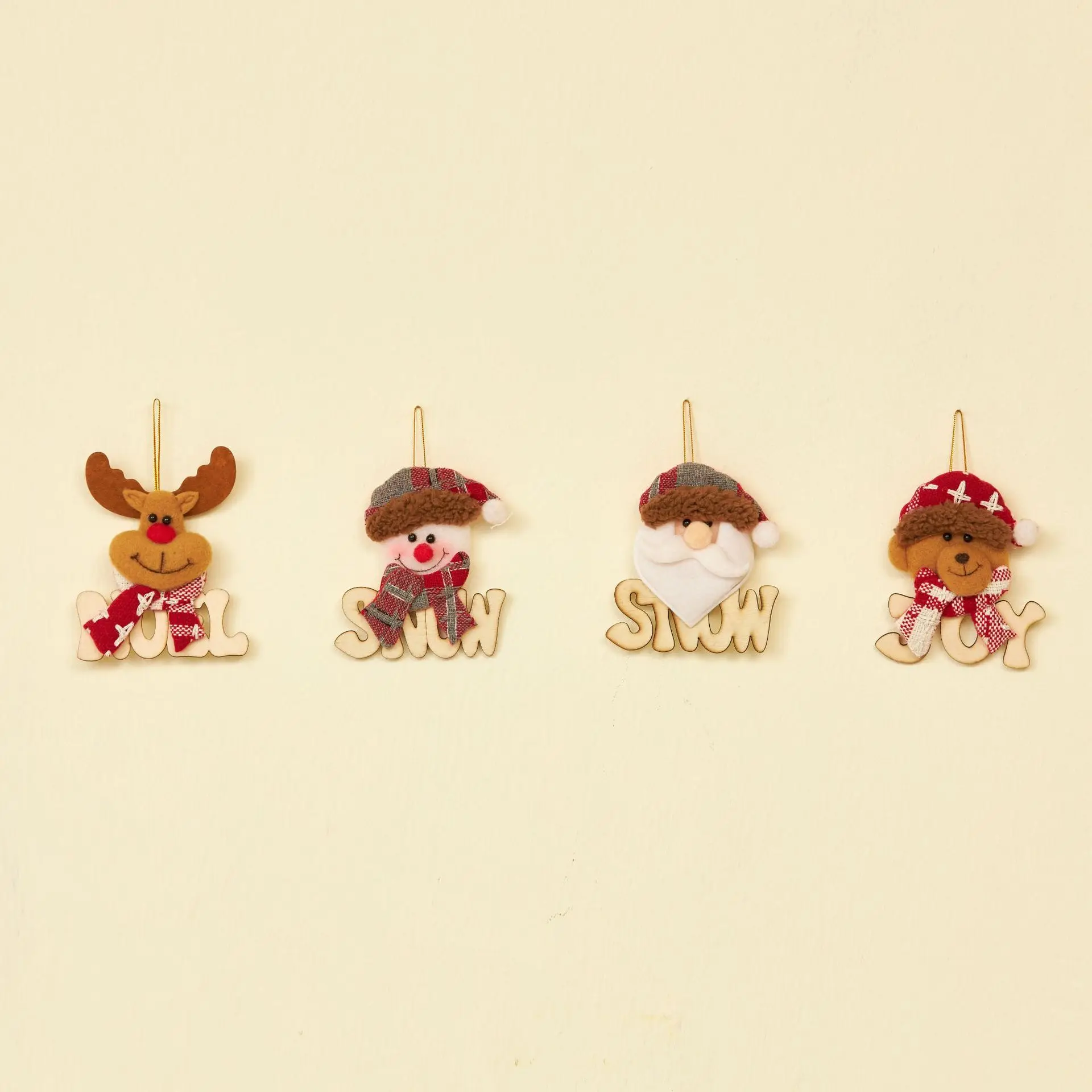 

3Pcs Christmas Decorations New Letter Wooden Plaque Elderly Snowman Elk Doll Head Christmas DIY Pendant