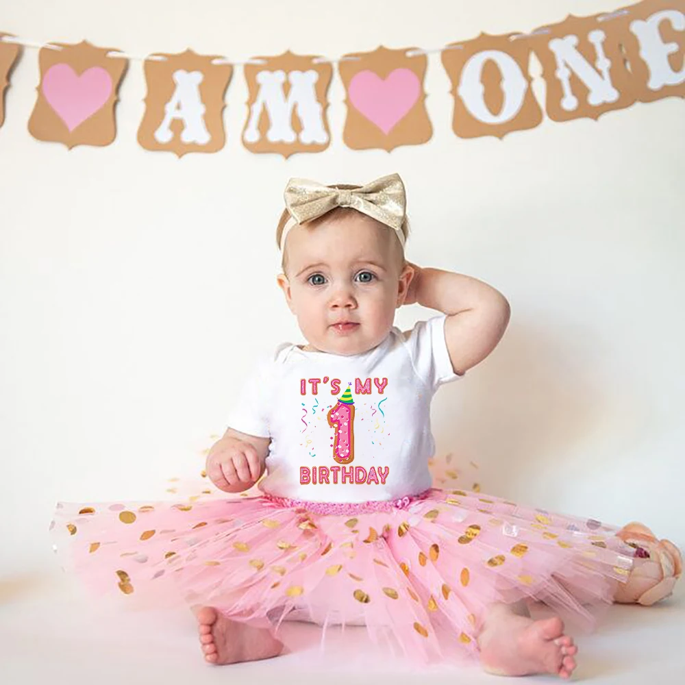 

Its My First Birthday Outfits Baby 1st Birthday Bodysuits Tutu Dress Donut Cake Smash Dresses Infant Rompers Baby Costume