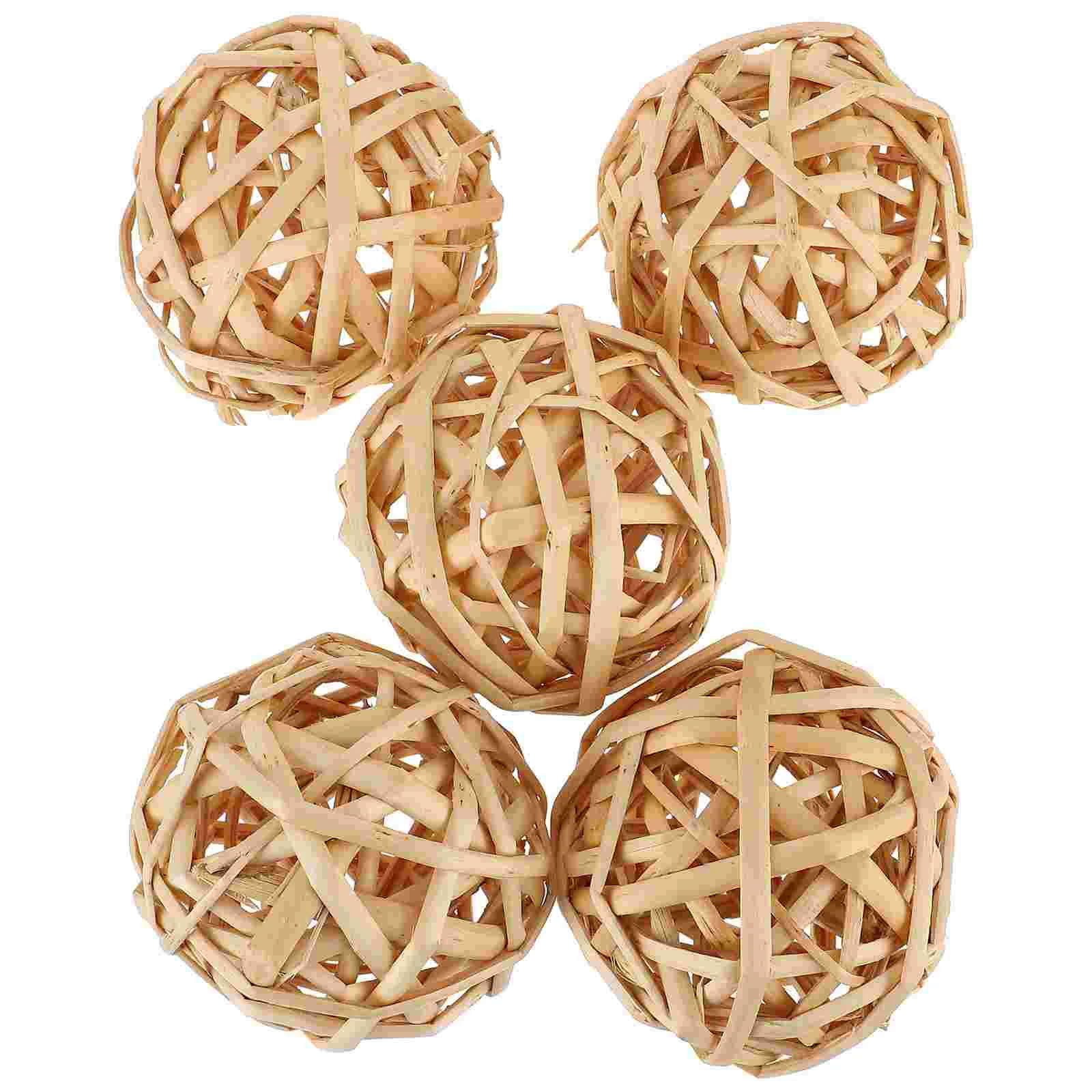 

5 Pcs Takraw Decoration Rattan Woven Balls Hollow Party Wedding Wicker Vases