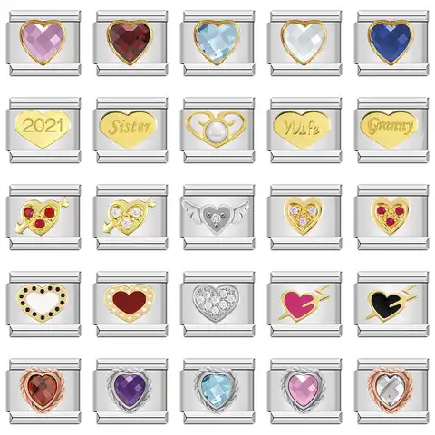 Hapiship, a new popular fashion, a sweet romantic heart, love, charming links, suitable for stainless steel bracelets 9 mm, Hut ...