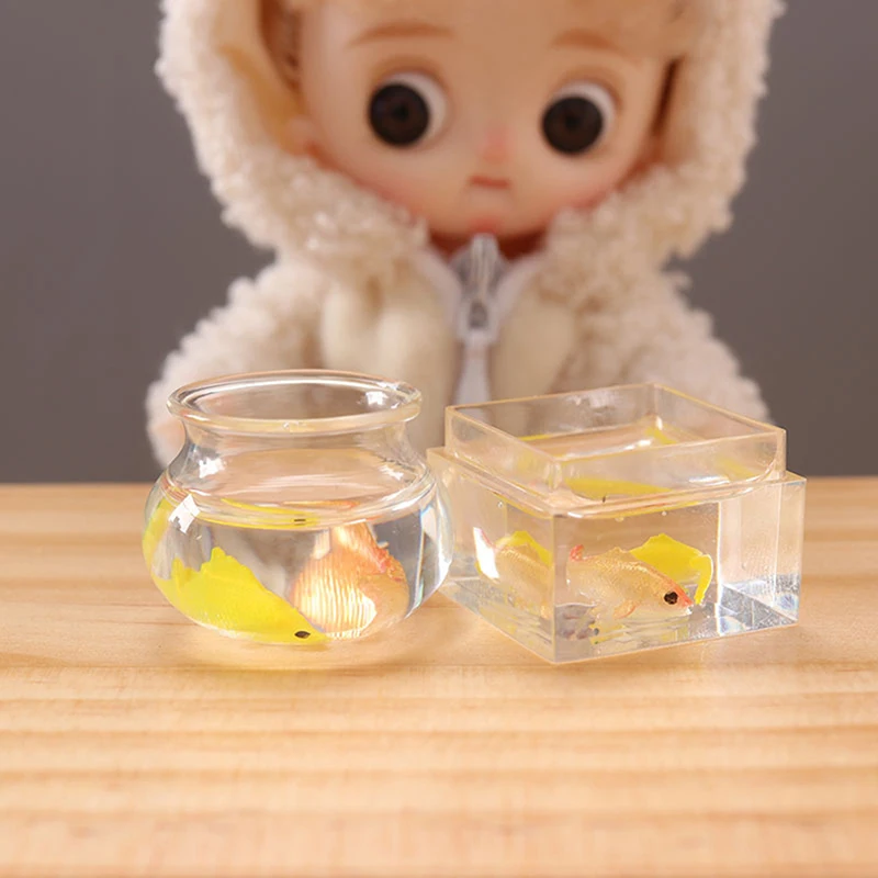 

Dollhouse Miniature Simulation Small Goldfish Tank Model DIY Accessories Decor Home Ornament Toy Creative Resin Fish Tank Toy