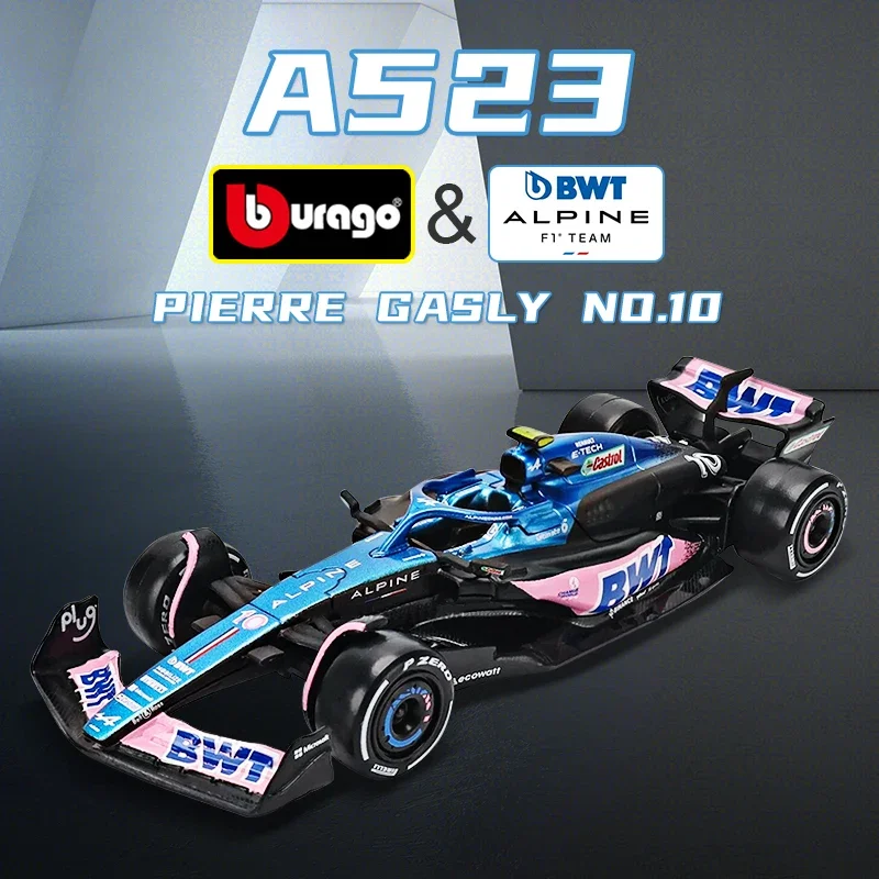 Модель автомобиля Bburago 1:43 2023 F1 Alpine A523 #10 Pierre Gasly #31 Esteban Ocon Formula 1 из сплава, коллекционная игрушка в подарок