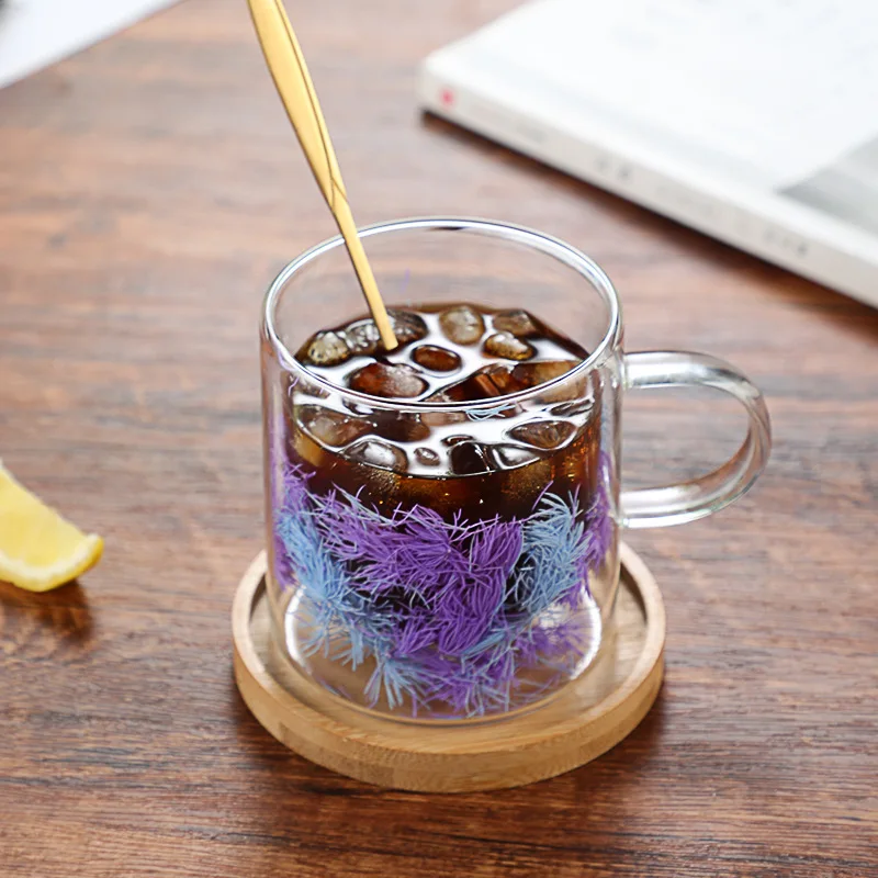 Стакан стеклянный с двойными стенками и ручкой 350 мл