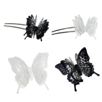 3d butterfly hairpin side clip punk girl hair barrettes gothic butterfly ring finger rings for women jewelry accessories