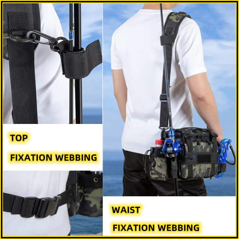 Multifunctional Fishing Bag Fishing Tackle Bag Fish Lures Gear Storage Waist Pack Fishing Rod Bag Shoulder Backpack Pesca Bolsa