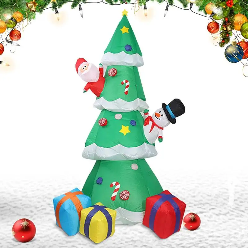 Christmas Inflatables Tree Decorations | Blow Up Christmas Tree for Yard Decor with LED Lights | Easy Using Christmas Decor for