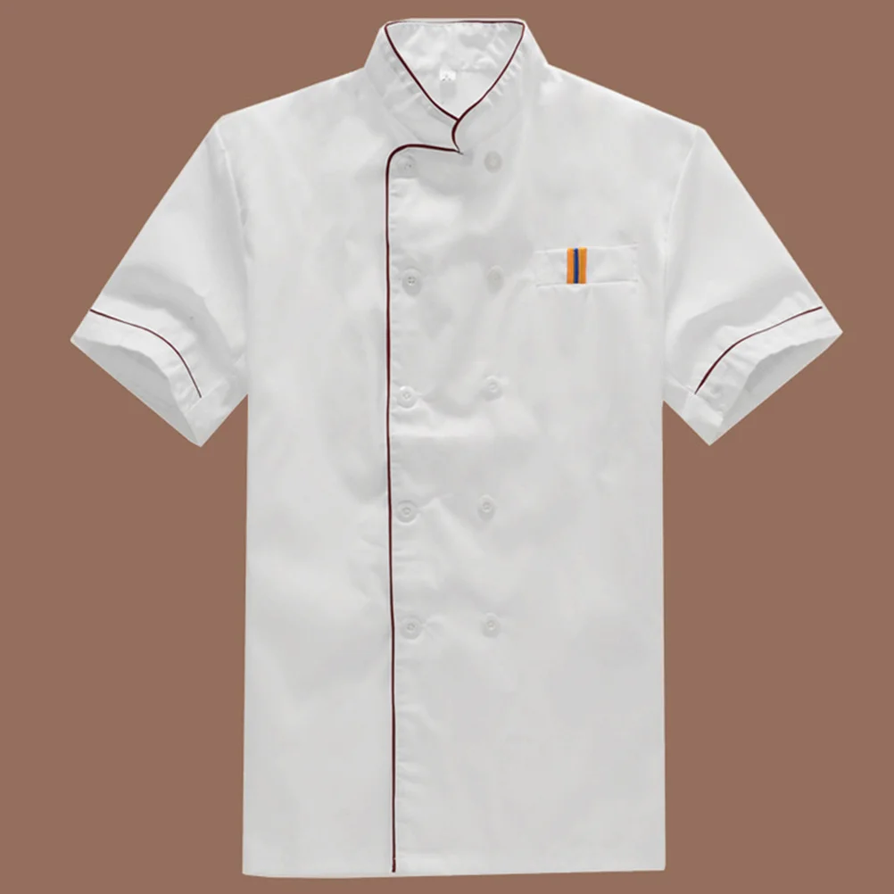 

Unisex Chef White Short Sleeve Chef Coat Uniform Service Catering Shirt Cloth for Restaurant Hotel Bakery Cooker- Size