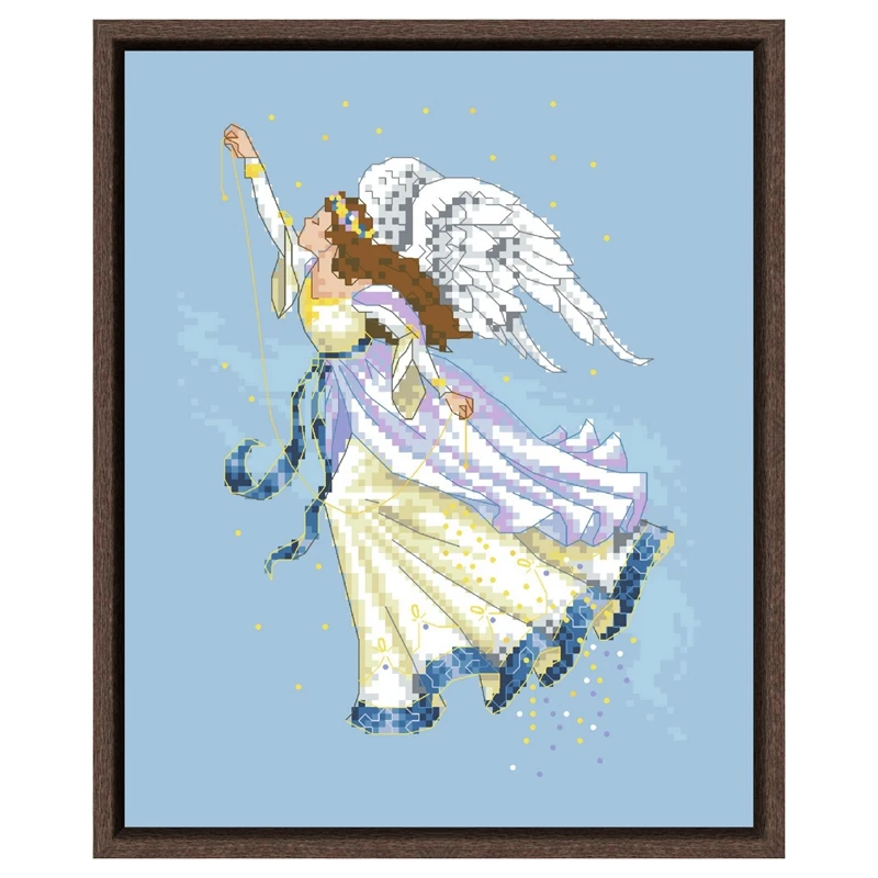 

Twilight angel cross stitch package woman 18ct 14ct 11ct light blue fabric cotton thread embroidery DIY handmade needlework