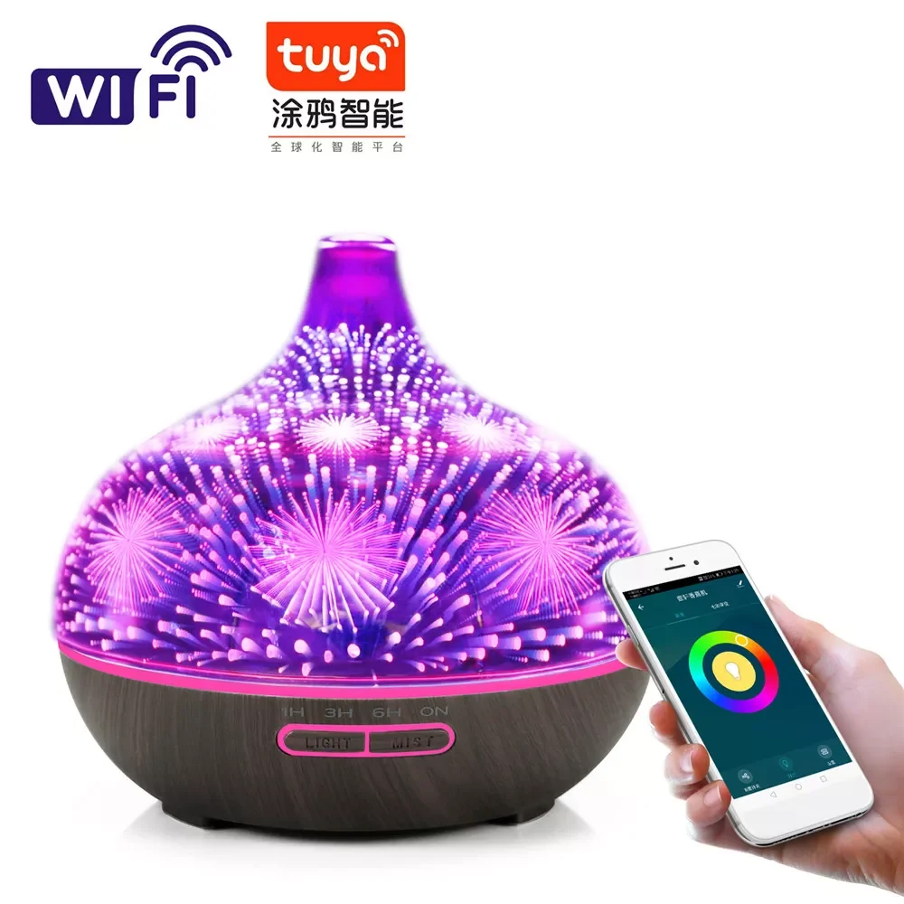 Essential Oil Diffuser 400ml Aromatherapy Ultrasonic Cool Mist Humidifier with Remote Control And 3D Design Glass Star Effect