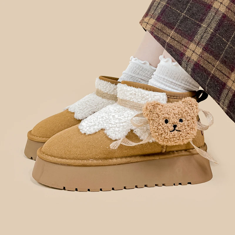 Amy and Michael Kawaii/мультяшная обувь с медведем женские массивные зимние ботинки ручной