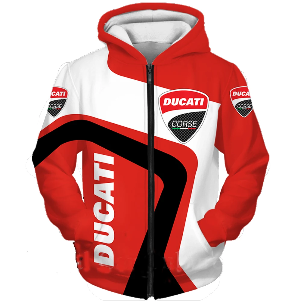 

Sweat à capuche 3D de marque DUCATI pour hommes et femmes, Streetwear, surdimensionné, avec fermeture éclair, tendance