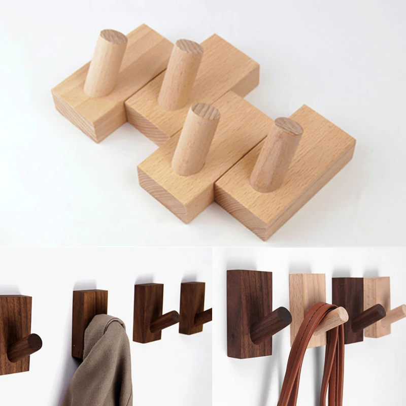 

Natural Wood Hanger Hook Wall Hanging Coat Home Decor Keychain Hat Scarf Handbag Storage Hanger Supplies