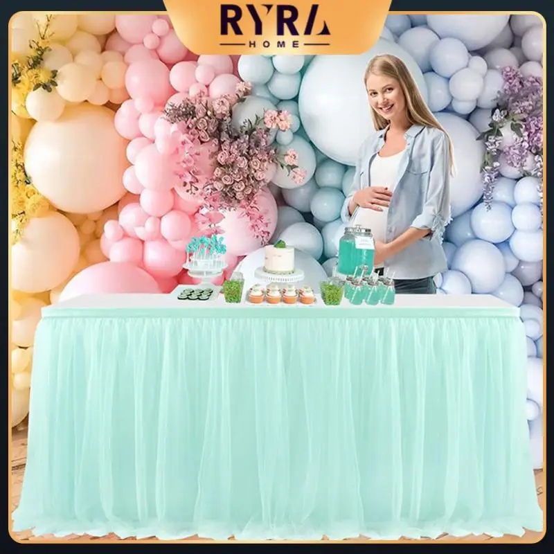

Rectangular Tablecloth Reusable 183cmx77cm Table Skirt Tulle Cloth Portable Table Decoration Tableskirt Kitchen Accessories
