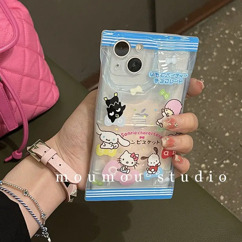 

Kawaii Sanrio Cinnamorol Kuromi Blue Candy Iphone Case for 11 12 13 Phone Cases Cute Anti-Drop Soft Rubber Phone Accessories