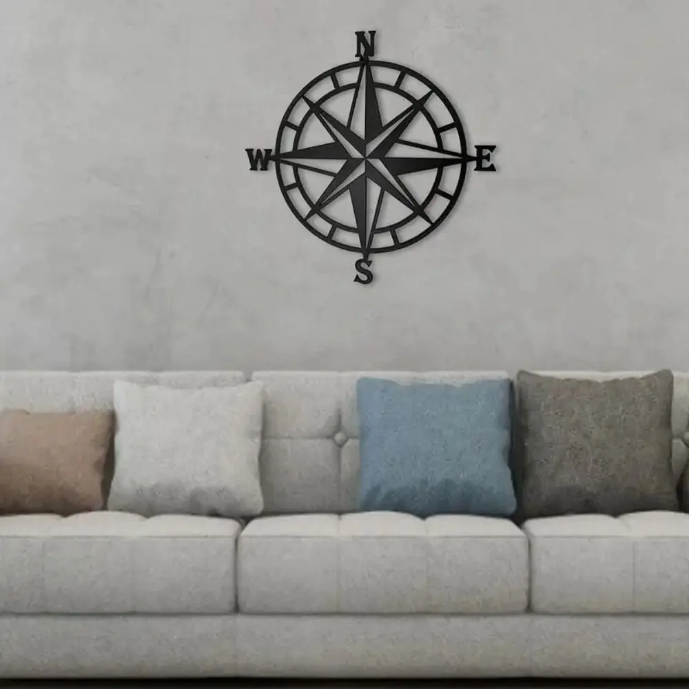 

Nordic Compass Wall Pendant Durable Rustproof Compass Geometry Metal Pendant Wrought Iron Easy to install Outdoor