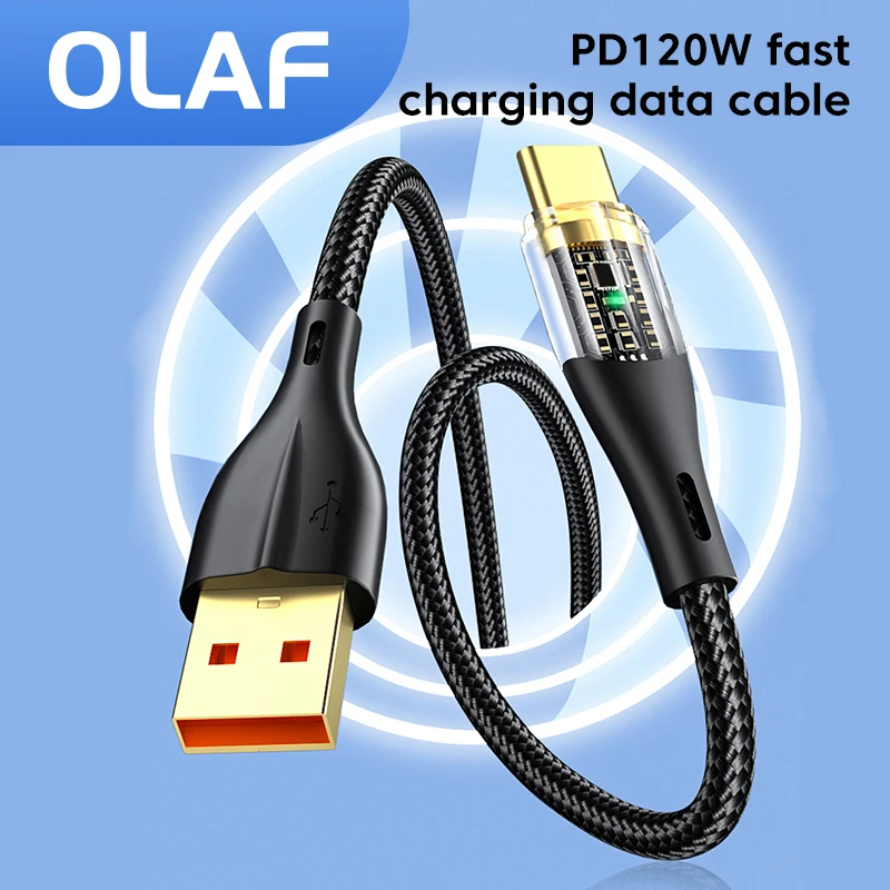 

PD120w Super-Fast Charging 6A Transparent USB To Type-C Data Cable For Xiaomi Samsung Huawei Oneplus Realme POCO Charge Wire