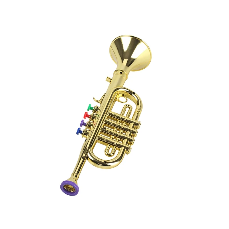 

Kids Plastic Trumpet With 3 Colored Keys For Early Developmental Music Education Toy