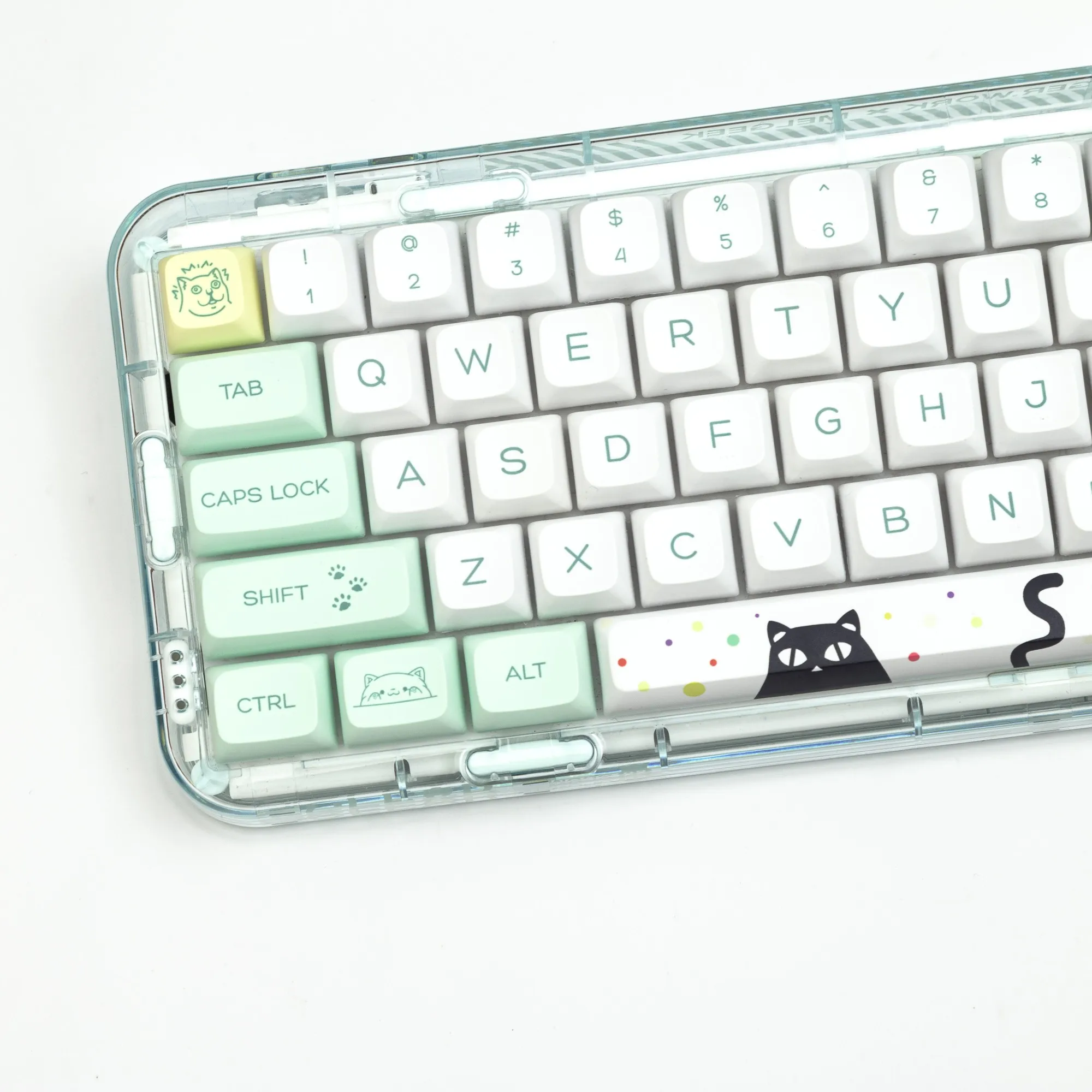 

QSA Strange Cat PBT Dye Sub Keycaps Personalized Keycap 135 Keys For Cherry Mx Switch Mechanical Keyboard Poker 87 Tkl GK68