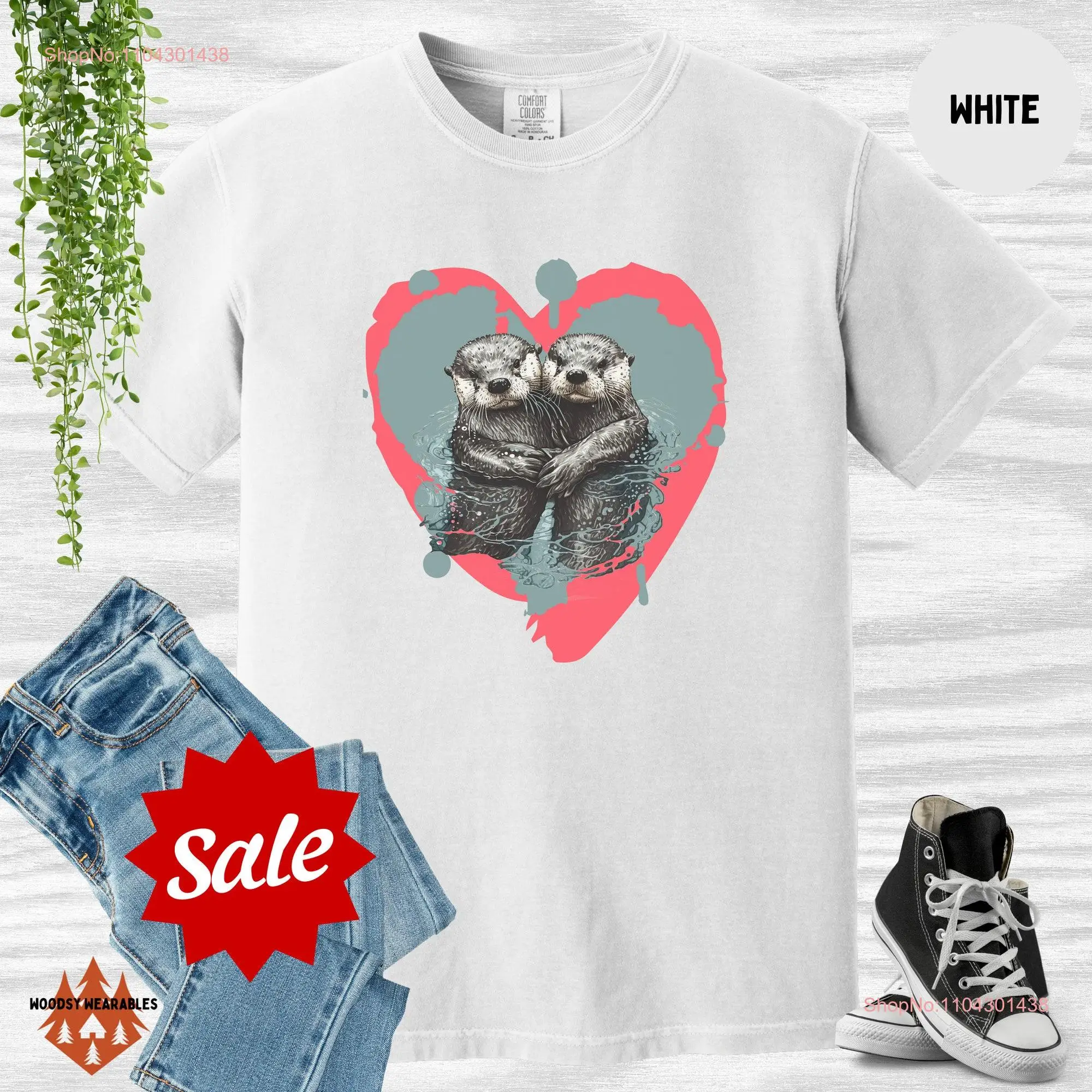 Футболка Otter Love Heartfelt Otters Soulmates Design Comfort Colors с длинными или короткими рукавами