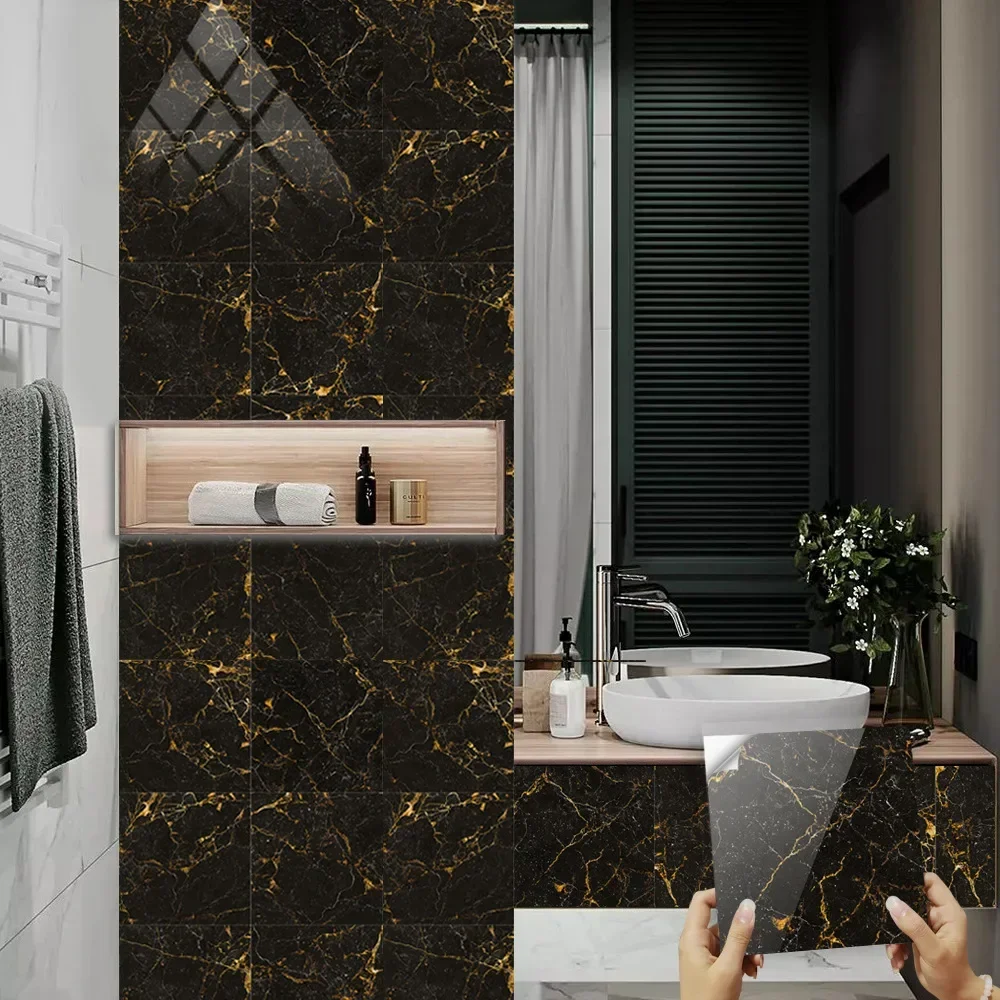 Черная Золотая мраморная плитка отделка кухонная настольное украшение