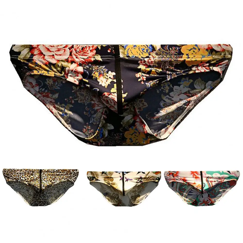 

Useful Underwear Soft Stretchy Flower Printed Classics Briefs Sexy Men Underpants for Sleep
