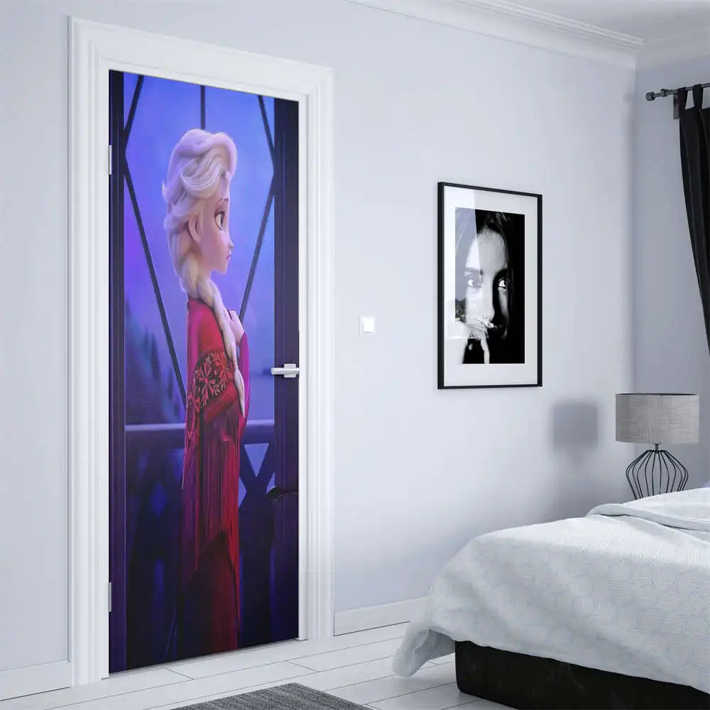 Стикер на дверь в стиле фильма Холодное сердце Эльзы Анны