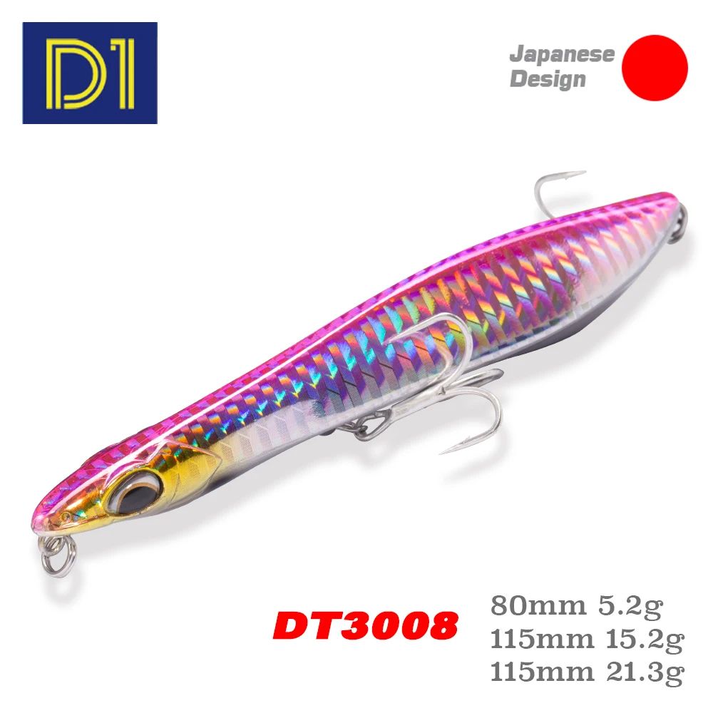 

D1 Popper & Pencil Fishing Lures 80mm 115mm Floating Sinking Decoy Hard Baits Long Casting Bass Pike Wobblers Tackle