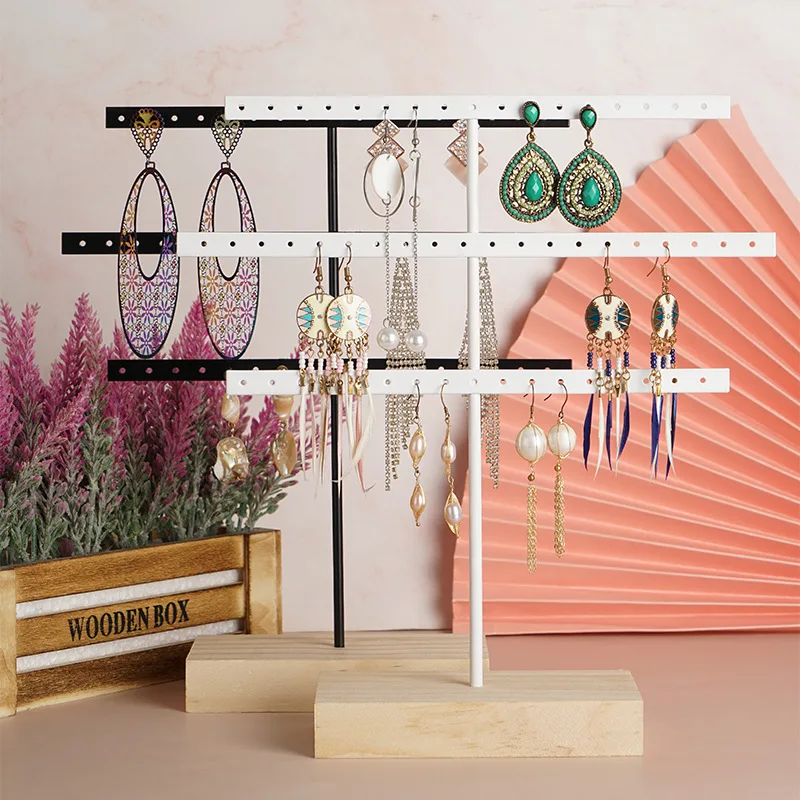 Earring Display Stand Three-Tier Jewelry Storage Display Props Necklace Earrings Precious Metal Jewelry Box Earring Stand