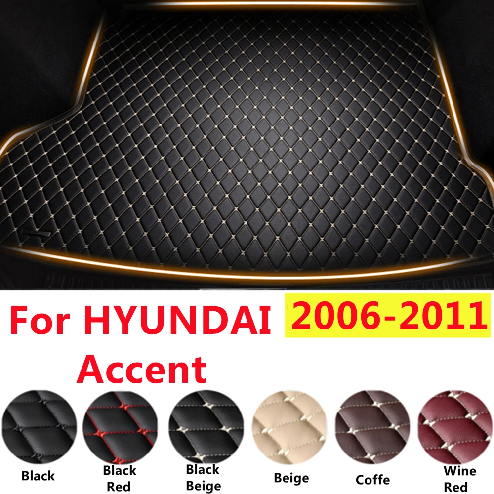 

SJ XPE кожаные автомобильные коврики для багажника на заказ, подходят для HYUNDAI Accent 2006-10-2011, автомобильные аксессуары, задний грузовой лайнер, водонепроницаемые накладки для ботинок